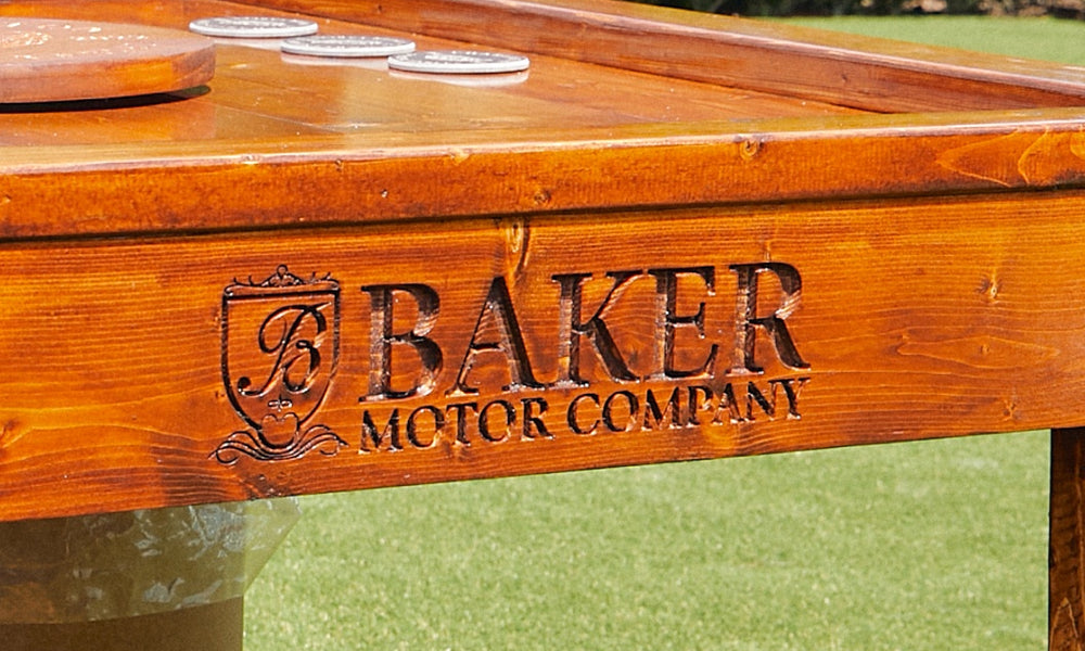 a Charleston Oyster Table with a custom engraving