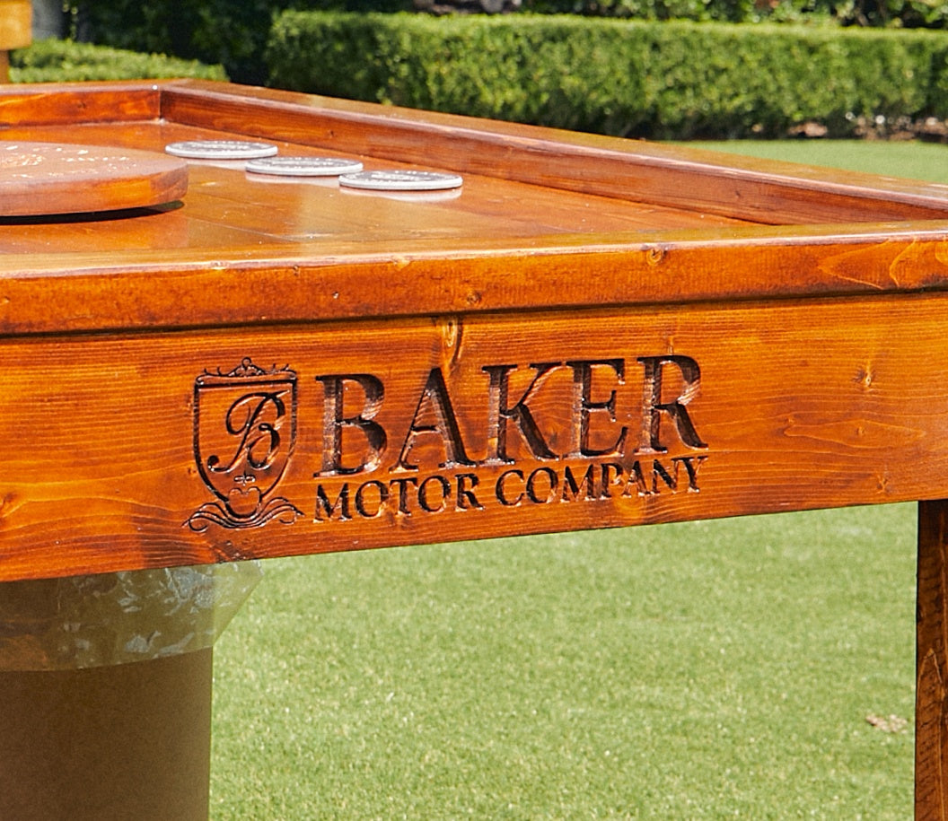 a Charleston Oyster Table with a custom engraving