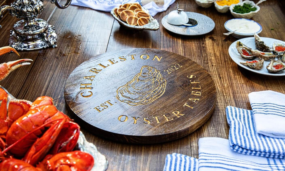 Charleston Oyster Table Turn Table With Engraving