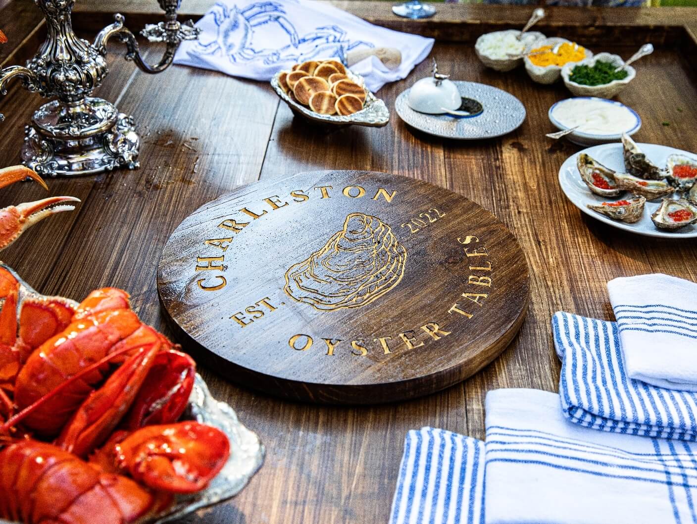 Charleston Oyster Table Turn Table With Engraving